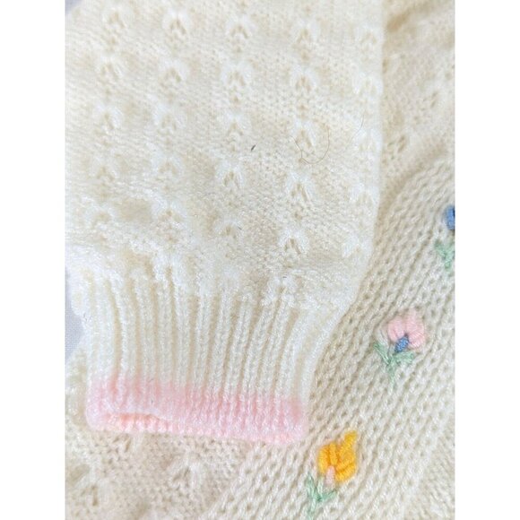 Vintage Made In Portugal Baby Girl 3 Month Hooded Sweater Set Acrylic 2 Piece - Picture 7 of 15